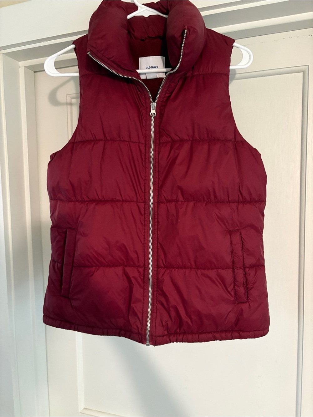 Old Navy Burgundy Quilted Puffer Vest